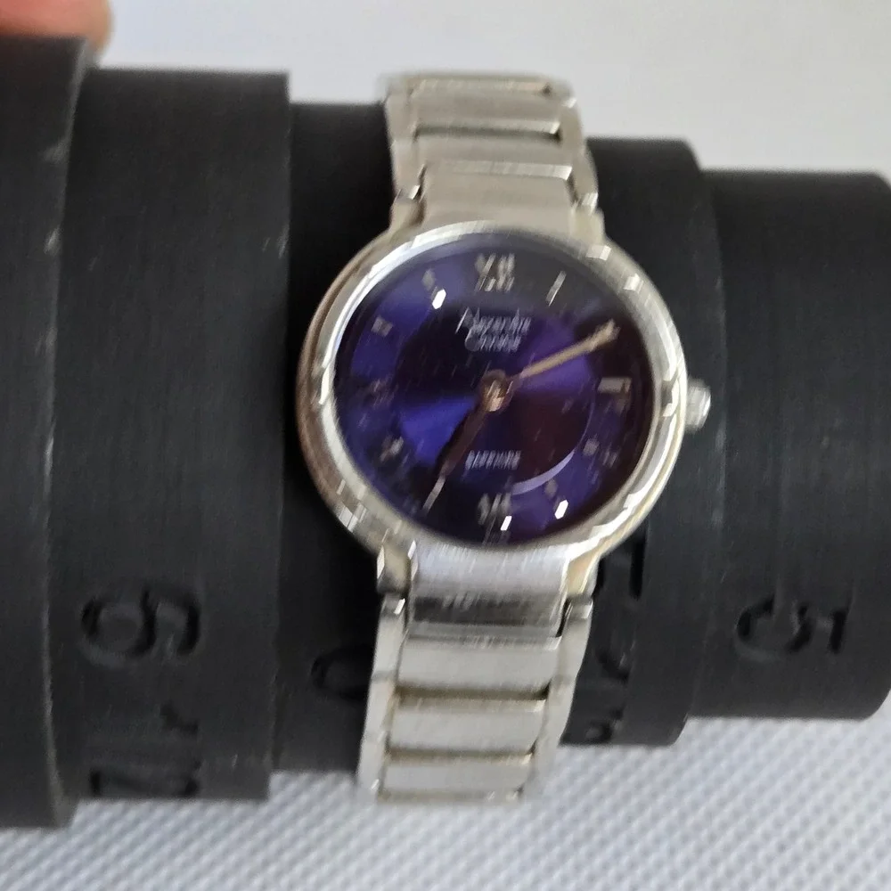 Alexandre Christie 8053L Watch Womens Silver Blue Dial Sapphire 5.5